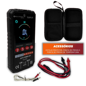 Multímetro Digital Lcd Profissional Temperatura Lanterna Bip Ts3plcx